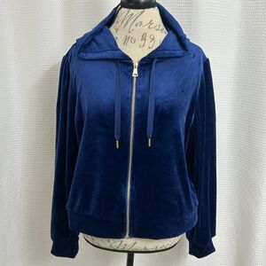 Magashoni Full Zip Hooded Casual Jacket Royal Blue Velour